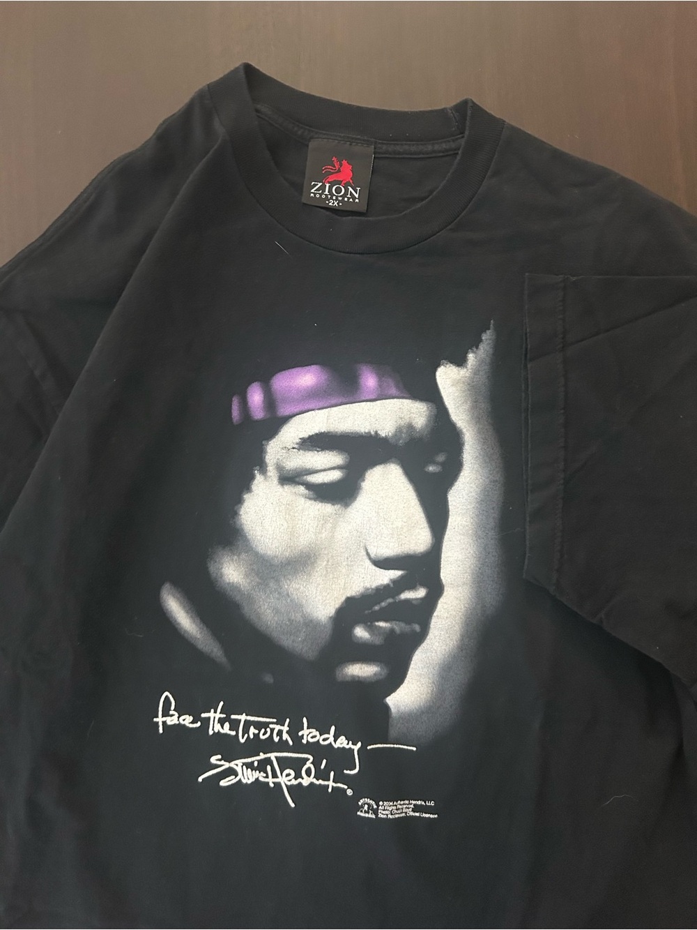 VTG Y2K 2004 Jimi Hendrix Face The Truth Tee Zion Rootswear Black Mens 2XL‎